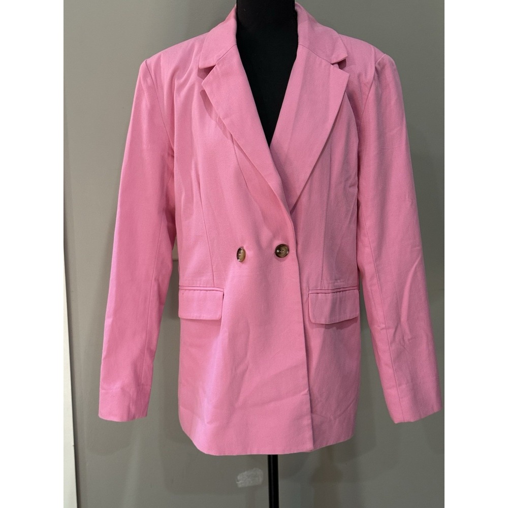 Pink Double Breasted Blazer Sz L Preppy Barbiecore Coquette